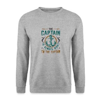 I am the captain I am always right - Unisex Sweatshirt - salt & pepper - Front - Alina (178cm) & Michal (187cm)