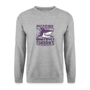 Mädchen, das Haie liebt - Unisex Pullover - Weißgrau meliert - Vorne - Alina (178cm) & Michal (187cm)