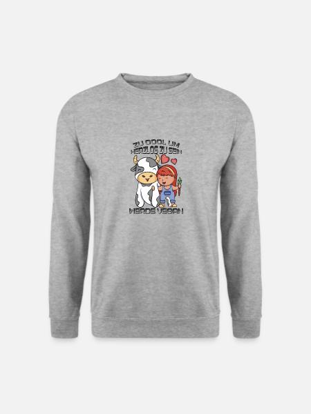 Zu Cool Um Herzlos Zu Sein, Werde Vegan - Unisex Pullover - Weißgrau meliert