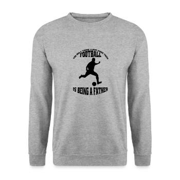 Fußballtrainer Fußball Vater Papa Fußballspieler - Unisex Pullover - Weißgrau meliert - Vorne - Alina (178cm) & Michal (187cm)