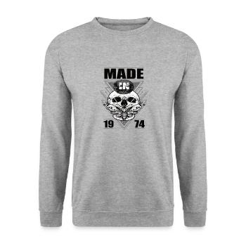 Made in 1974 Vintage Retro Limited Edition - Unisex Pullover - Weißgrau meliert - Vorne - Alina (178cm) & Michal (187cm)
