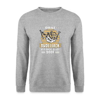OHNE DUDELSACK IST DOCH ALLES DOOF - Unisex Pullover - Weißgrau meliert - Vorne - Alina (178cm) & Michal (187cm)