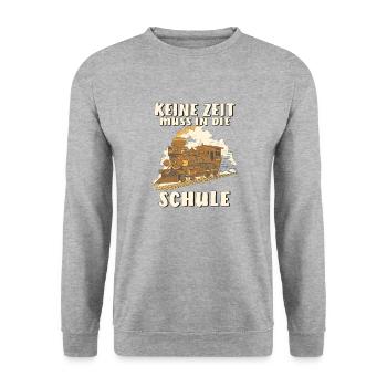 KEINE ZEIT MUSS IN DIE SCHULE - Unisex Pullover - Weißgrau meliert - Vorne - Alina (178cm) & Michal (187cm)