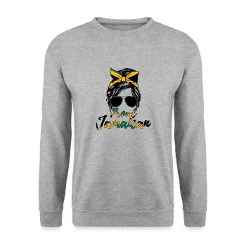 Stolze Jamaikanische Frau - Unisex Pullover - Weißgrau meliert - Vorne - Alina (178cm) & Michal (187cm)