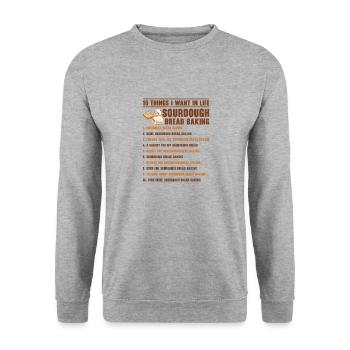 Sauerteigbrot Backen Foodie Baker Kochen - Unisex Pullover - Weißgrau meliert - Vorne - Alina (178cm) & Michal (187cm)