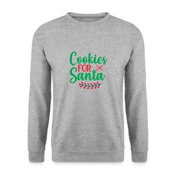 Kekse für den Weihnachtsmann - Weihnachtshumor - Unisex Pullover - Weißgrau meliert - Vorne - Alina (178cm) & Michal (187cm)