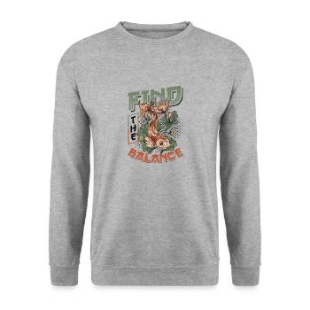 Meditation Japanische Koi - Unisex Pullover - Weißgrau meliert - Vorne - Alina (178cm) & Michal (187cm)