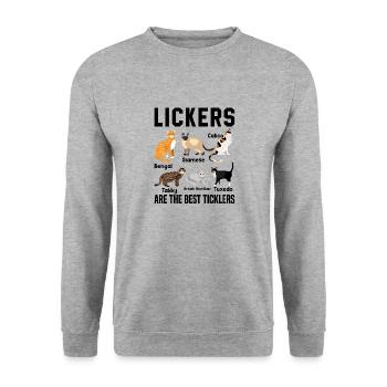 Funny Lickers Are The Best Ticklers Cat Feline - Unisex Sweatshirt - salt & pepper - Front - Alina (178cm) & Michal (187cm)