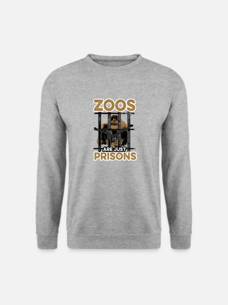 Zoos sind nur Gefängnisse Anti-Protest gegen - Unisex Pullover - Weißgrau meliert