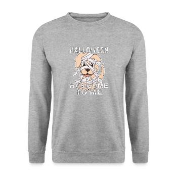 HALLOWEEN HAS COME TO ME - Unisex Pullover - Weißgrau meliert - Vorne - Alina (178cm) & Michal (187cm)