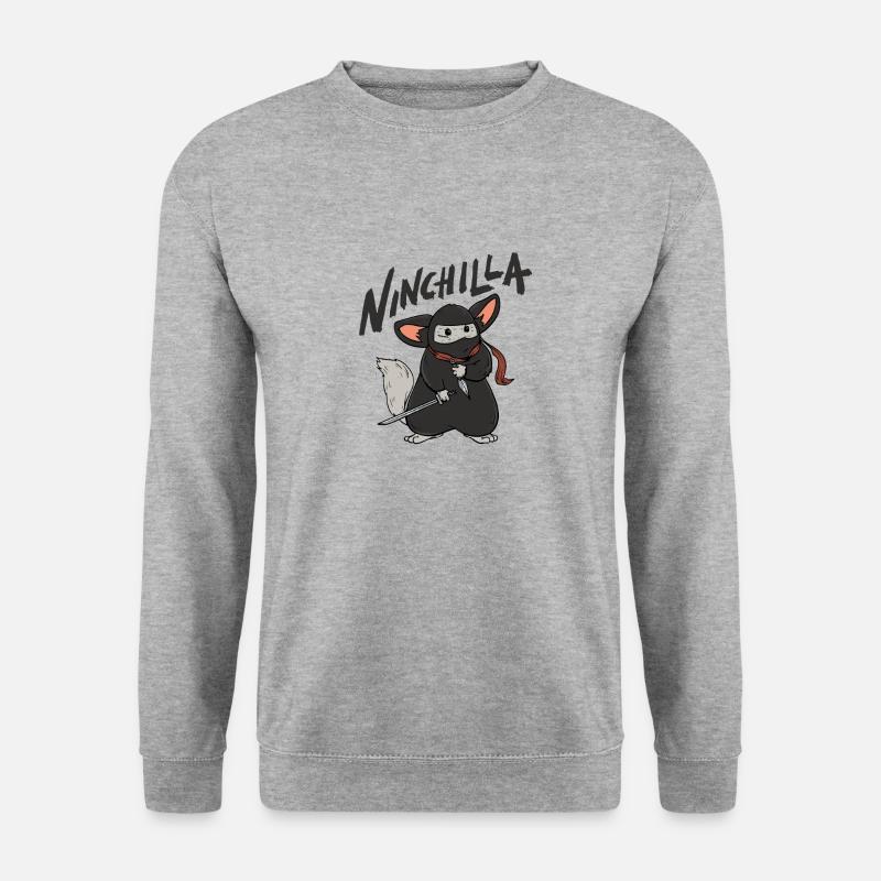 Ninchilla Ninja Chinchilla - Unisex Pullover - Weißgrau meliert