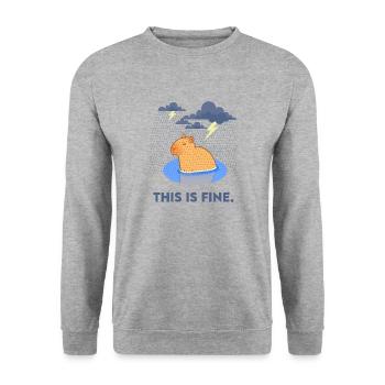 Capybara Wasserschwein "This Is Fine" - Capybara - Unisex Pullover - Weißgrau meliert - Vorne - Alina (178cm) & Michal (187cm)