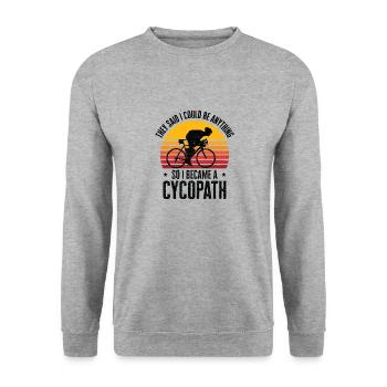 Lustige Radfahrer Radfahrer Fahrrad Fahrrad Berg - Unisex Pullover - Weißgrau meliert - Vorne - Alina (178cm) & Michal (187cm)