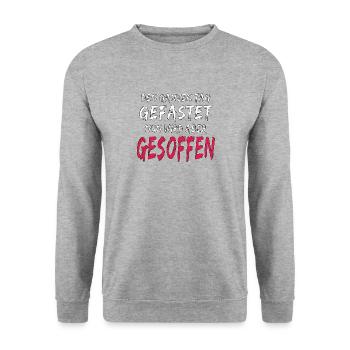 DEN GANZEN TAG GEFASTET - Unisex Pullover - Weißgrau meliert - Vorne - Alina (178cm) & Michal (187cm)