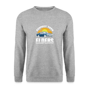 Respect Your Elders For All Racing Fans. - Unisex Sweatshirt - salt & pepper - Front - Alina (178cm) & Michal (187cm)