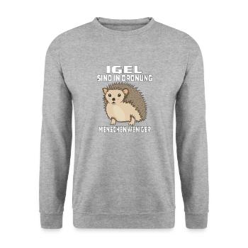 IGEL SIND IN ORDNUNG - Unisex Pullover - Weißgrau meliert - Vorne - Alina (178cm) & Michal (187cm)