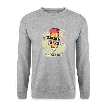 ENSEIGNANT HÉROS DU JOUR - Sweat-shirt Unisexe - gris chiné - Devant - Alina (178cm) & Michal (187cm)