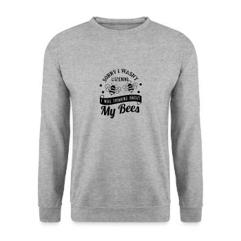 Penser au miel de faune d'abeilles mignonnes - Sweat-shirt Unisexe - gris chiné - Devant - Alina (178cm) & Michal (187cm)