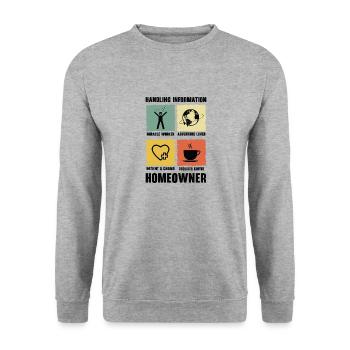 Neuer Hauseigentümer Informationen zum Umgang mit - Unisex Pullover - Weißgrau meliert - Vorne - Alina (178cm) & Michal (187cm)