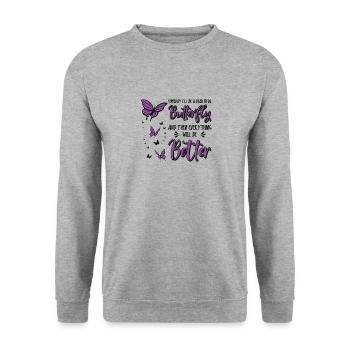 Himmlischer Schmetterling Mystische - Unisex Pullover - Weißgrau meliert - Vorne - Alina (178cm) & Michal (187cm)