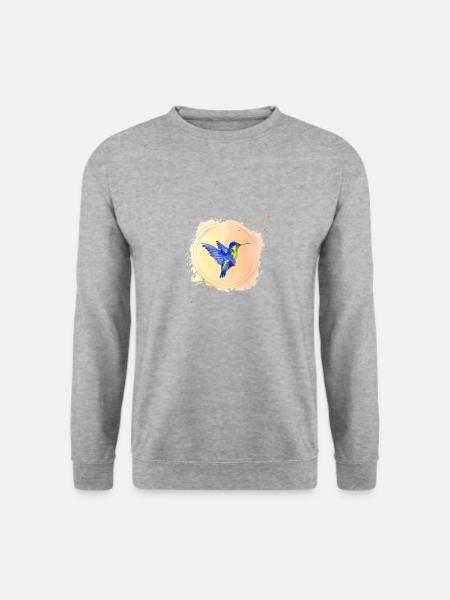 Kolibri Kunst - Unisex Pullover - Weißgrau meliert
