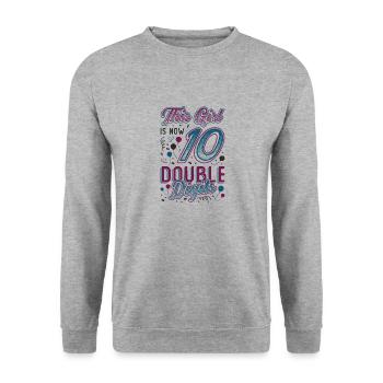 Double digits for the 10th birthday for girls - Unisex Sweatshirt - salt & pepper - Front - Alina (178cm) & Michal (187cm)