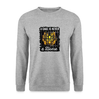 Une cage n’est jamais une maison anti-manifestation - Sweat-shirt Unisexe - gris chiné - Devant - Alina (178cm) & Michal (187cm)