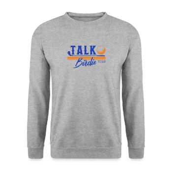 Talk Birdie To Me Shirt, Golfer Geschenk zum Golfen, - Unisex Pullover - Weißgrau meliert - Vorne - Alina (178cm) & Michal (187cm)