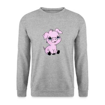 Schwein - Unisex Pullover - Weißgrau meliert - Vorne - Alina (178cm) & Michal (187cm)