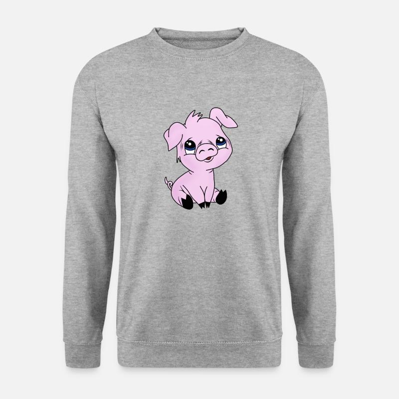 Schwein - Unisex Pullover - Weißgrau meliert