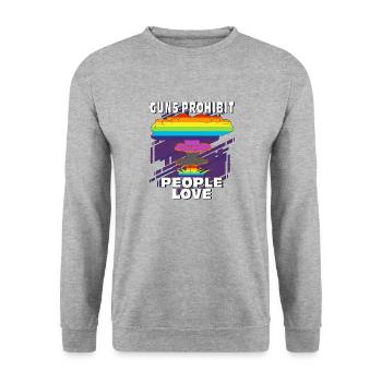 GUNS PROHIBIT PEOPLE LOVE - Unisex Sweatshirt - salt & pepper - Front - Alina (178cm) & Michal (187cm)
