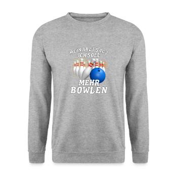 ARZT SAGT MEHR BOWLEN - Unisex Pullover - Weißgrau meliert - Vorne - Alina (178cm) & Michal (187cm)