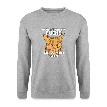 SCHLAU WIE EIN FUCHS MUSS MAN SEIN - Unisex Pullover - Weißgrau meliert - Vorne - Alina (178cm) & Michal (187cm)