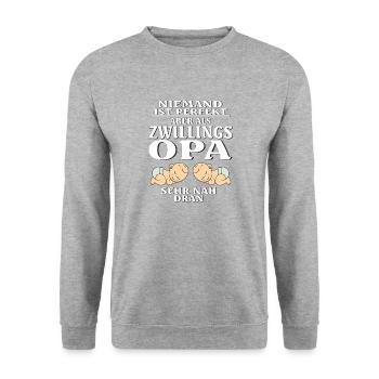 ZWILLINGS OPA - Unisex Pullover - Weißgrau meliert - Vorne - Alina (178cm) & Michal (187cm)