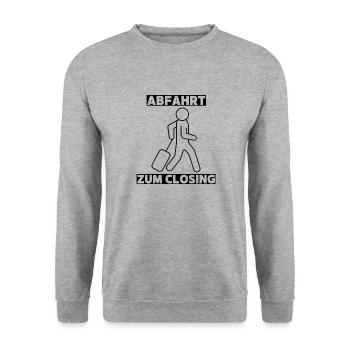 Abfahrt zum Closing - Mallorca Party 2022 - Unisex Pullover - Weißgrau meliert - Vorne - Alina (178cm) & Michal (187cm)