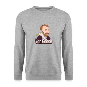 Künstler Vincent Van Gogh mit einer Gans - Unisex Pullover - Weißgrau meliert - Vorne - Alina (178cm) & Michal (187cm)