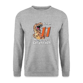 GEBURTSTAG Schon 11 - Unisex Pullover - Weißgrau meliert - Vorne - Alina (178cm) & Michal (187cm)