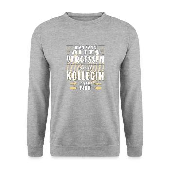 MAN KANN ALLES VERGESSEN KOLLEGIN - Unisex Pullover - Weißgrau meliert - Vorne - Alina (178cm) & Michal (187cm)