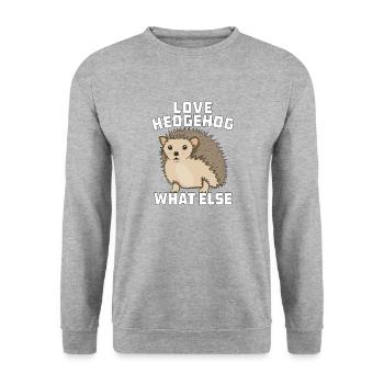 LOVE HEDGEHOG WHAT ELSE - Unisex Pullover - Weißgrau meliert - Vorne - Alina (178cm) & Michal (187cm)