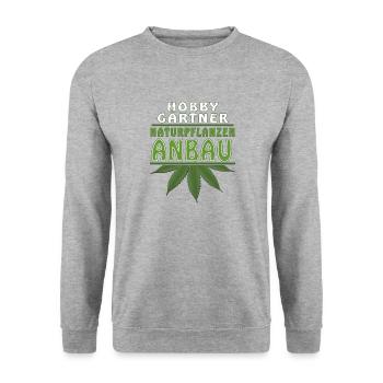 HANF HOBBY GÄRTNER - Unisex Pullover - Weißgrau meliert - Vorne - Alina (178cm) & Michal (187cm)
