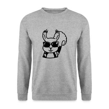 Squirrel with Sunglasses Vector Funny - Unisex Sweatshirt - salt & pepper - Front - Alina (178cm) & Michal (187cm)