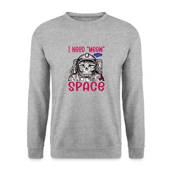 Space Cat T-Shirt - Unisex Sweatshirt - salt & pepper - Front - Alina (178cm) & Michal (187cm)