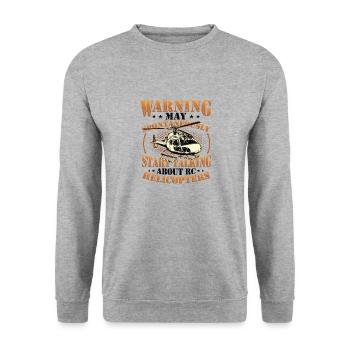 Warnung, kann Spontan Anfangen, Über Rc zu reden - Unisex Pullover - Weißgrau meliert - Vorne - Alina (178cm) & Michal (187cm)