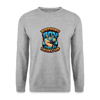 Geburtstagskind, Gamer - Unisex Pullover - Weißgrau meliert - Vorne - Alina (178cm) & Michal (187cm)