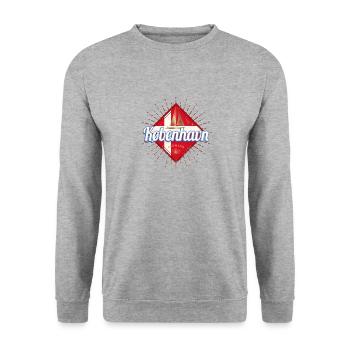 Copenhagen Capital Denmark Retro Sailing Ship - Unisex Sweatshirt - salt & pepper - Front - Alina (178cm) & Michal (187cm)