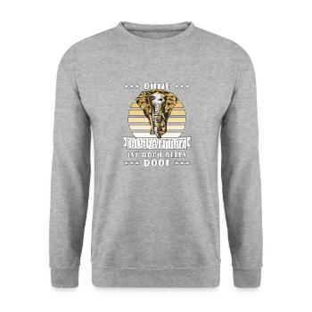 OHNE ELEFANTEN IST DOCH ALLES DOOF - Unisex Pullover - Weißgrau meliert - Vorne - Alina (178cm) & Michal (187cm)