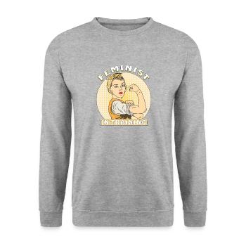 FEMINIST IN TRAINING - Unisex Sweatshirt - salt & pepper - Front - Alina (178cm) & Michal (187cm)