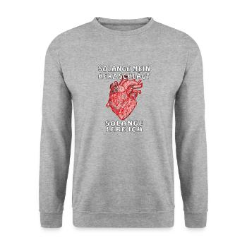 SOLANGE MEIN HERZ SCHLÄGT SOLANGE LEBE ICH - Unisex Pullover - Weißgrau meliert - Vorne - Alina (178cm) & Michal (187cm)