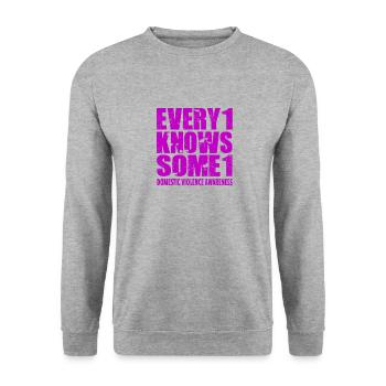 Sensibilisation à la violence domestique 2022 #Every1KnowsSome1 - Sweat-shirt Unisexe - gris chiné - Devant - Alina (178cm) & Michal (187cm)