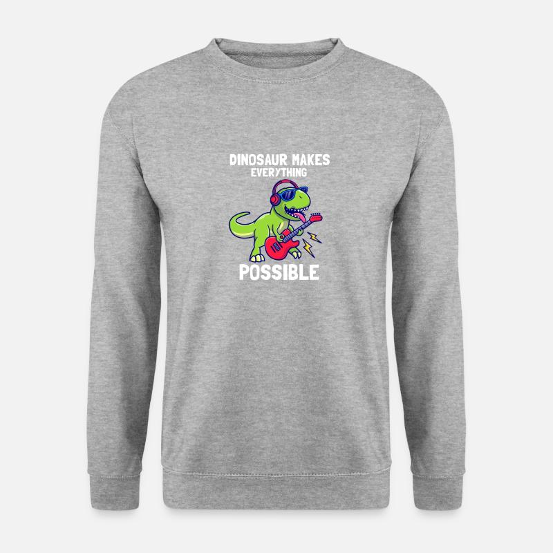 Dinosaur makes everything Possible - Unisex Pullover - Weißgrau meliert
